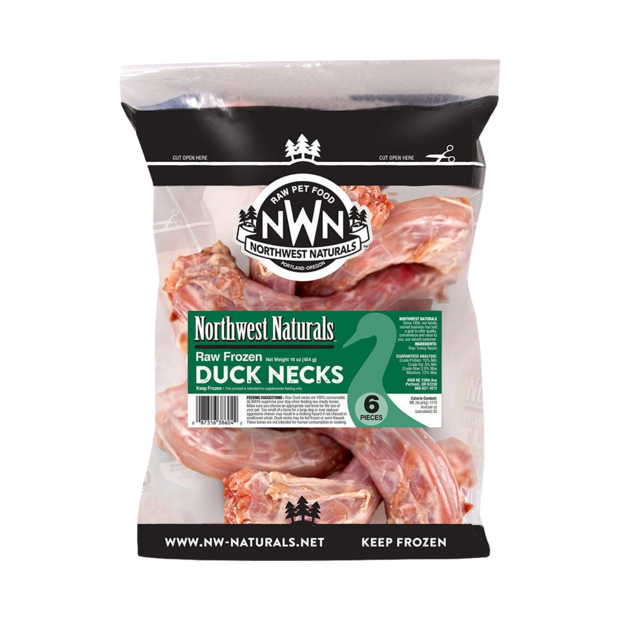 Northwest Naturals Raw Frozen Duck Necks 6 pack - Mutts & Co.