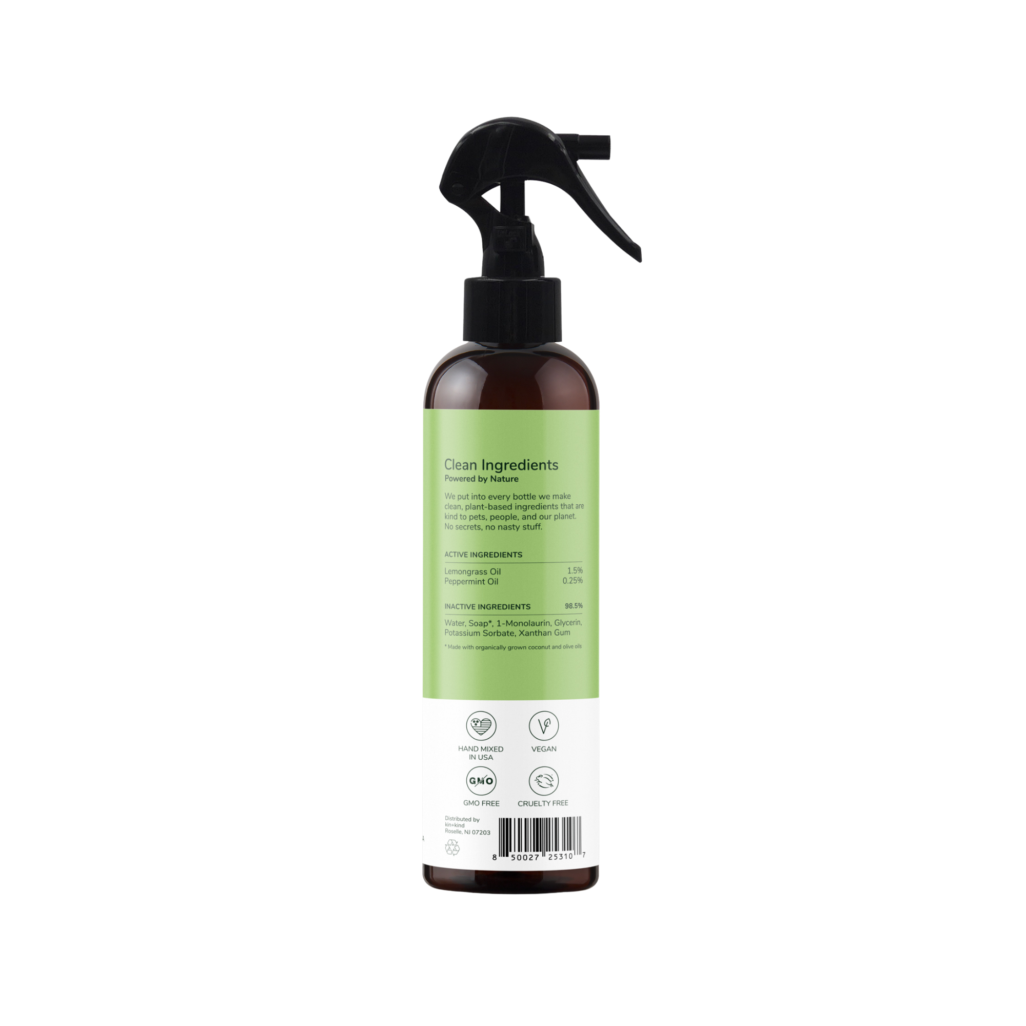 Kin + Kind Lemongrass Natural Flea & Tick Plant-Based Repel Spray 12 oz - Mutts & Co.