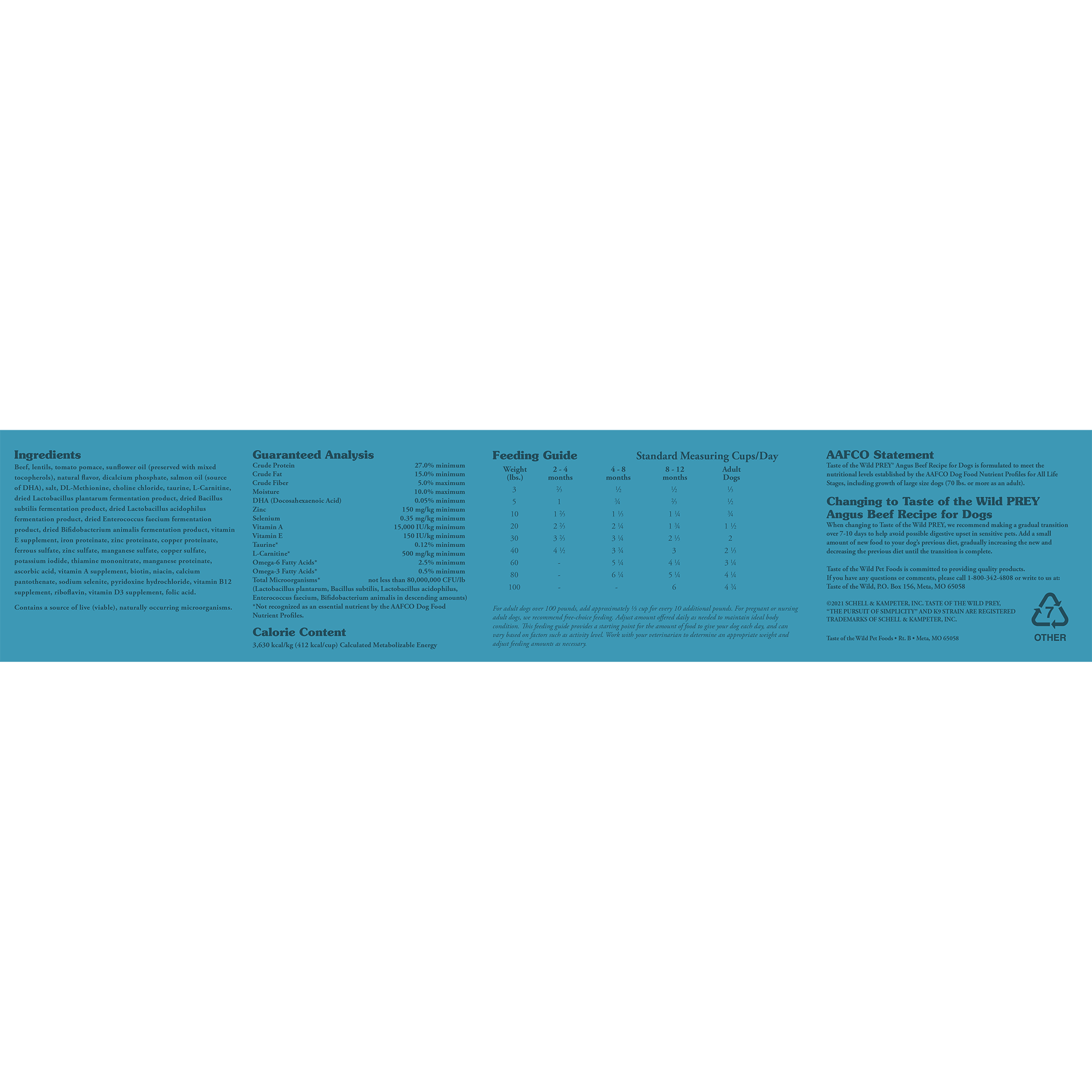 Taste Of The Wild Prey Angus Beef Formula Grain Free Dog Food