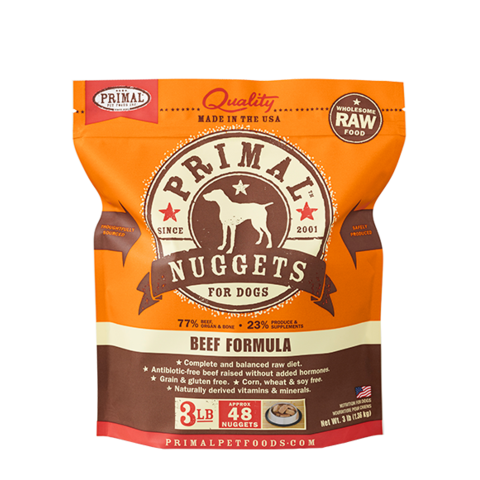 Primal Nuggets Beef Formula Frozen Raw Dog Food 3 lbs - Mutts & Co.