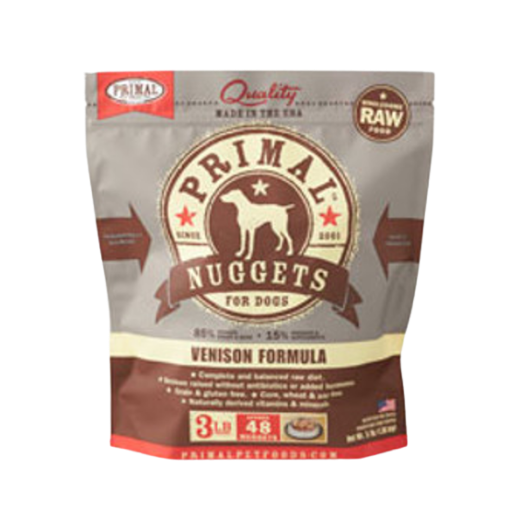 Primal Nuggets Venison Formula Frozen Raw Dog Food 3 lbs - Mutts & Co.