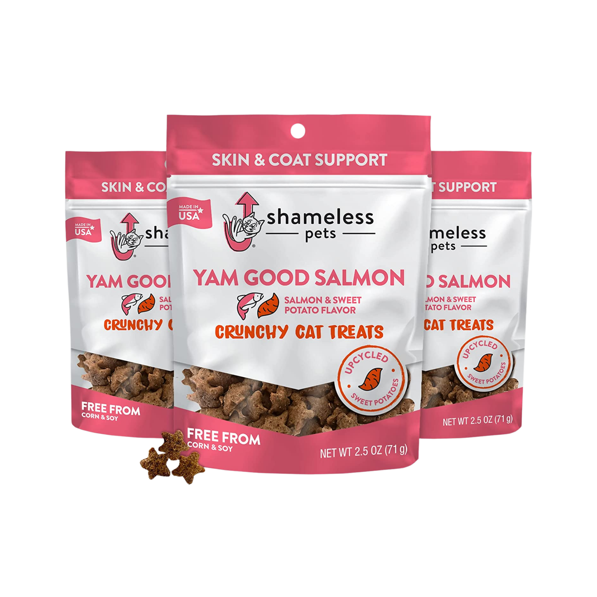 Shameless Pets Crunchy Yam Good Salmon Cat Treats, 2.5oz - Mutts & Co.